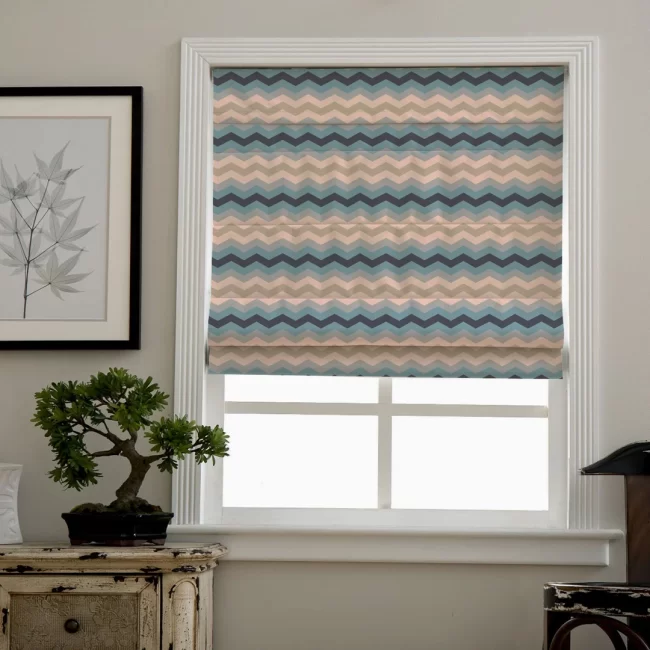 Wavy blue design roller blinds