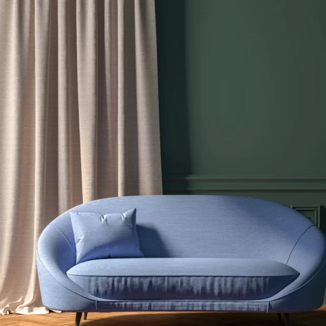 Blue curved-back sofa