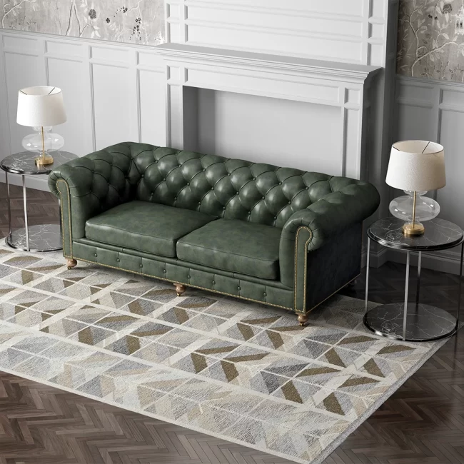 Dark green chesterfield sofa