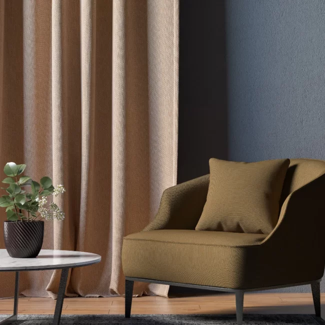 Brown lounge chair with side table