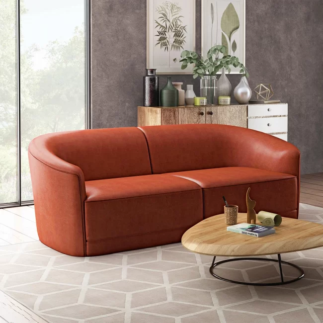 Compact orange loveseat