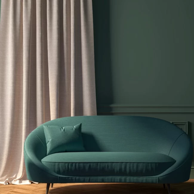 Teal round-back fabric sofa
