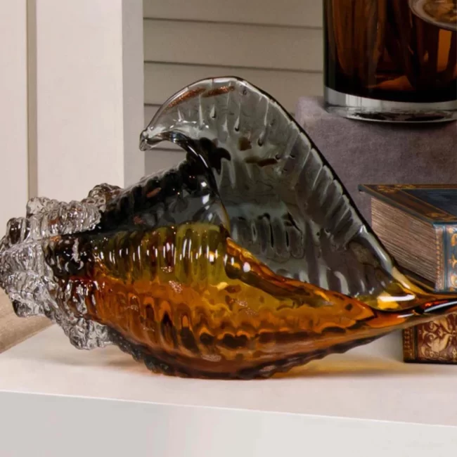 Amber glass decorative centerpiece