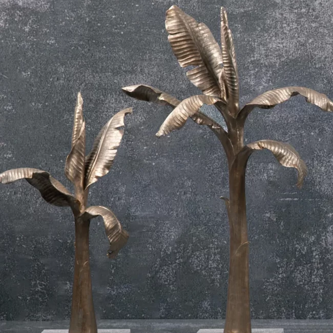 Golden palm tree sculpture for home decor